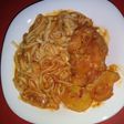 Fideos con tuco y pollo