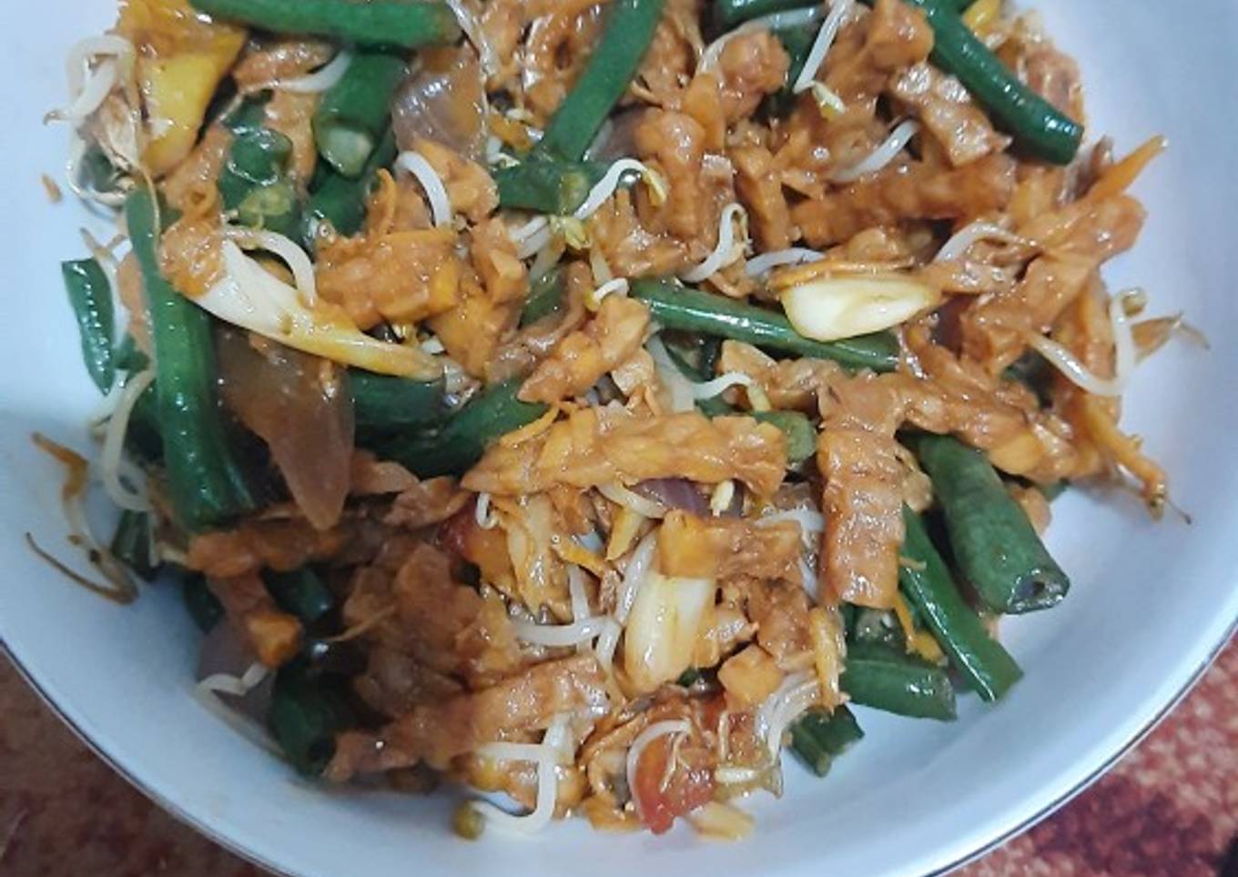 Oseng tempe toge teri kacang panjang