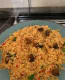 Asun fried rice | goat meat rice