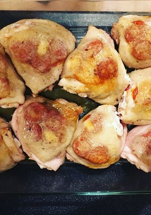 A picture of Chorizo filled Chicken.