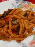 Macarrones integrales con pisto