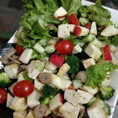Power packed broccoli mushroom salad A picture of Power packed broccoli mushroom salad.
