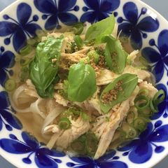 A picture of Turkey Pho, Vietnamese rice noodles, Gluten Free.