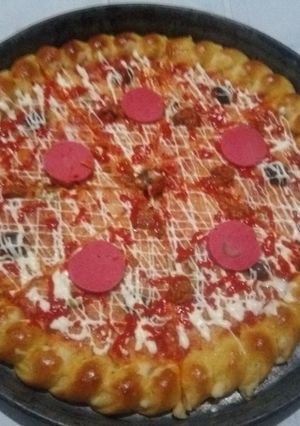صورة لوصفة بيتزا خفيفة ريشة وبنينة 😋😋