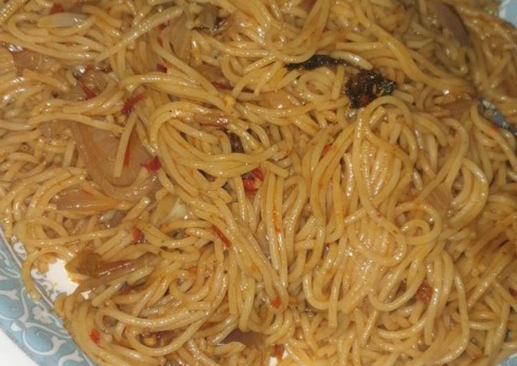 Steps to Prepare Homemade Spaghetti jollof