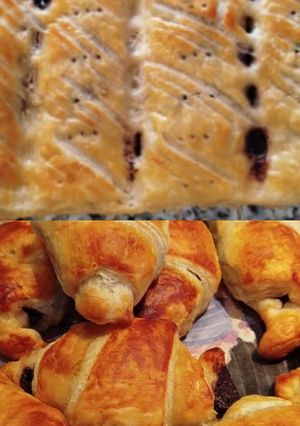 Una foto de Croissant o barritas de hojaldre y crema de chocolate