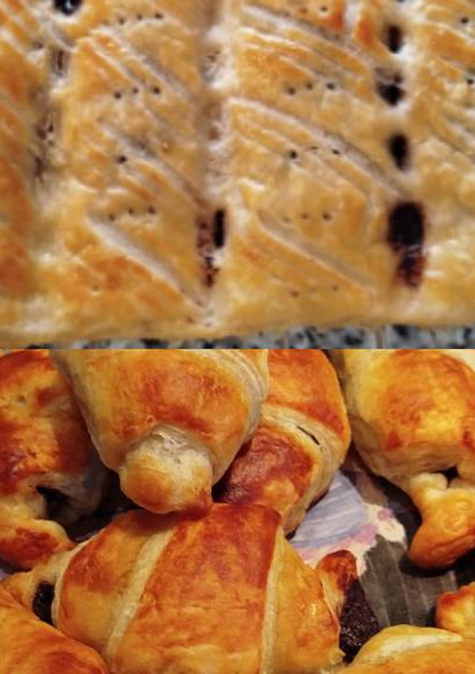 Una foto de Croissant o barritas de hojaldre y crema de chocolate