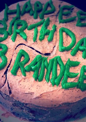 A picture of Harry Potter Themed Chocolate Cake.