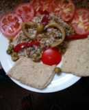 Milanesa de soja con Arroz y tomate,