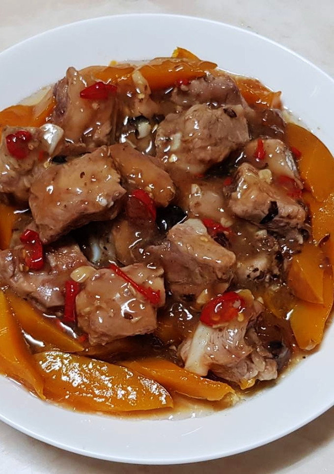 豆薣.南瓜.蒜香.豬肉.排骨  家常菜 的食譜成品照片
