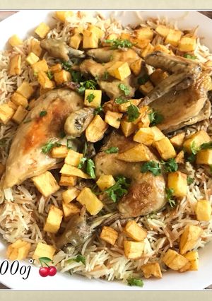 صورة لوصفة رز بالشعيرية والدجاج المحمر