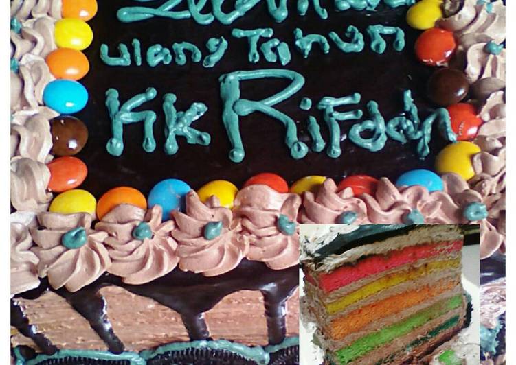 Cara Membuat Rainbow cake ultah yang Renyah