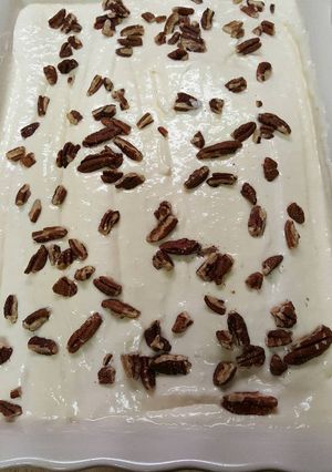 A picture of Hummingbird Cake with Cream Cheese Frosting.