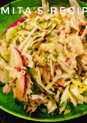 A picture of Cabbage,apple, sesame yoghurt slaw.