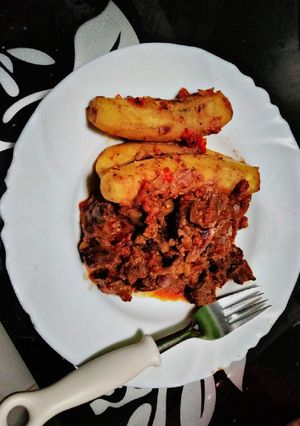 A picture of Matoke beef #jikonichallenge.