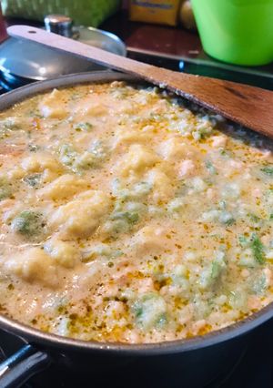 Zöldségleves spárgával és petrezselymes vajgaluskával recept fotója