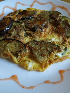 Padlizsános-szalonnás rántotta édes-chiliszósszal recept fotója