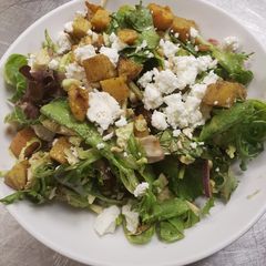A picture of Roasted butternut squash & brussel sprout salad.