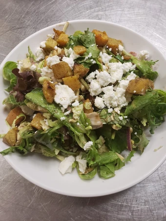 Easy Ways Make Recipes Roasted butternut squash &amp; brussel sprout salad the Delicious Tasty.