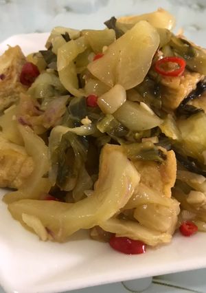Foto resep Tumis sawi asin & tahu