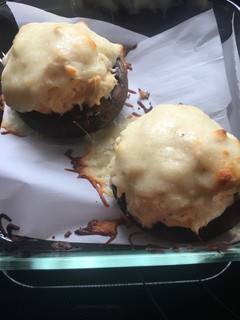 A picture of Crab stuffed portobellos.