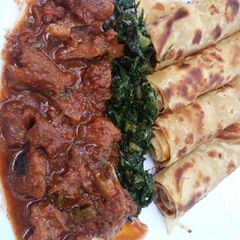 Beef Stew and Chapati A picture of Beef Stew and Chapati.
