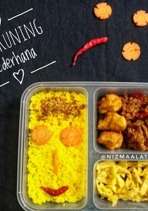 Foto resep Nasi kuning Sederhana | Kering Tempe | Perkedel | Telur Dadar