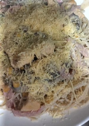 Una foto de Pastas con Pollo y Champiñones🍝🍗