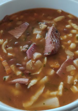Fejtett bableves fagyasztott zöldségekből #gluténmentes recept fotója