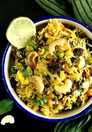 A picture of Vegetable Dum Biryani.