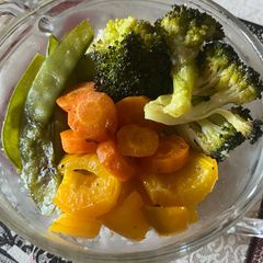 A picture of Couscous with roasted veggies.