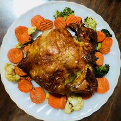 A picture of Air Fryer Frozen Whole Chicken Roast.