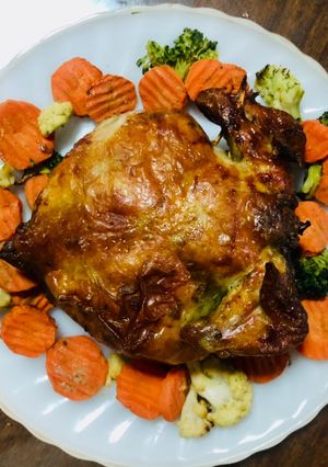 A picture of Air Fryer Frozen Whole Chicken Roast.