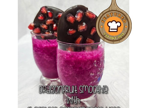 Gambar Dragonfruit Smoothie with Chocolate Pomegranate Bites