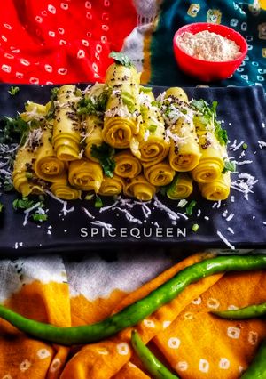 A picture of Gujarati Khandvi.