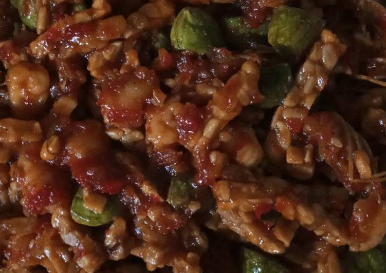 Tumis kecap tempe, petai, udang