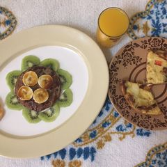 Ragi Pancakes and Spanish omelette A picture of Ragi Pancakes and Spanish omelette.