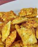 Ravioles Fritos de chorizo con dip de chimichurri