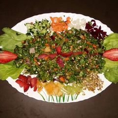 A picture of Mediterranean salad /Fruits-Sprouts-Vegetable Salad.