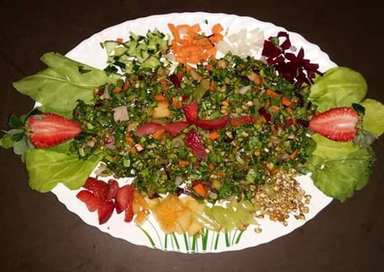 Recipe of Any-night-of-the-week Fruits-Sprouts-Vegetable Salad
