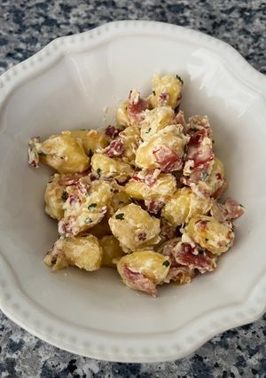 Una foto de Gnocchis a la “carbonara”