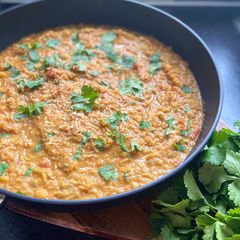 A picture of Coconut and Aubergine Dahl 🌱.