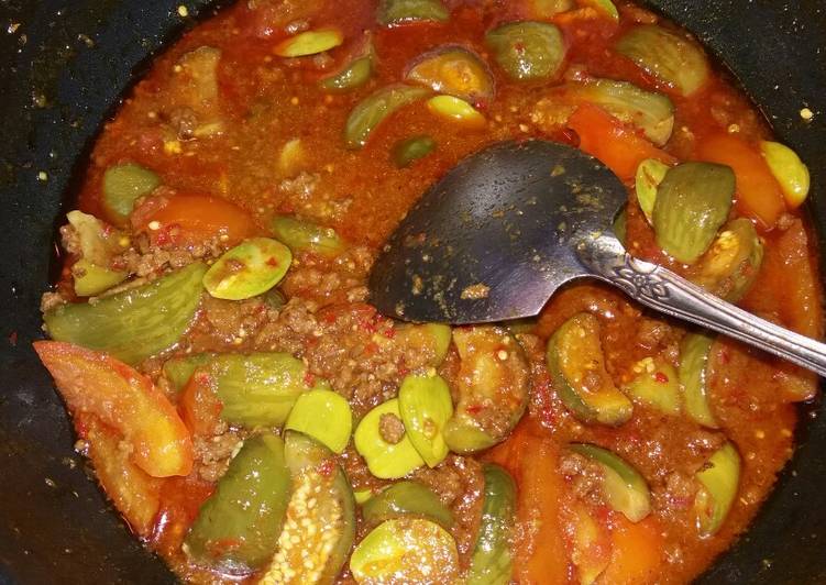 Terong Lalap Hijau Pete Masak Pedas