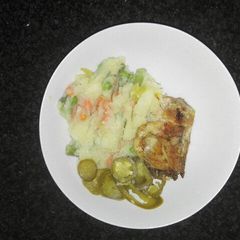 A picture of Potato, Veg with Chicken.