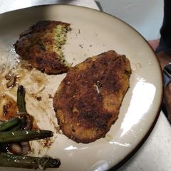 Crab or Salmon cakes A picture of Crab or Salmon cakes.
