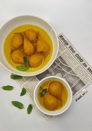 عکسی از دستور کمپوت گلابی زعفرانی🍐