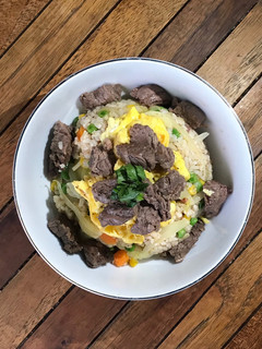 Foto resep Beef Tenderloin Butter Rice with Scramble Egg