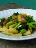 Sauteed Kale with Crispy Salted Mackerel Fish