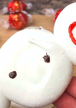 รูปของ เมอแรงค์สโนแมน Meringue Snowman #ปาร์ตี้ของว่าง