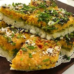 A picture of Tripe  layered dhokla.